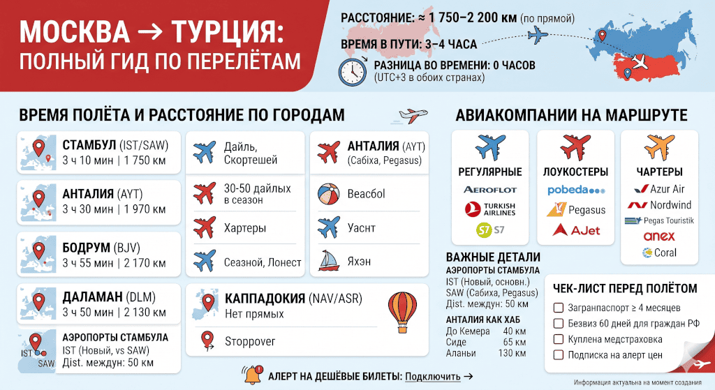 Сколько лететь из Москвы в Турцию: Анталия, Стамбул, Бодрум, Даламан