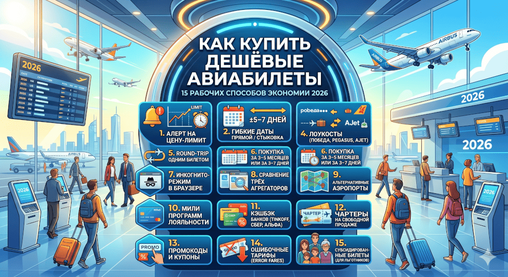 Как купить дешёвые авиабилеты: 15 рабочих способов экономии 2026