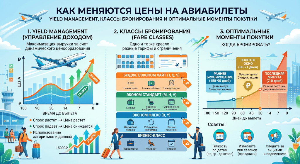 Как меняются цены на авиабилеты: yield management, классы бронирования, оптимальные моменты покупки