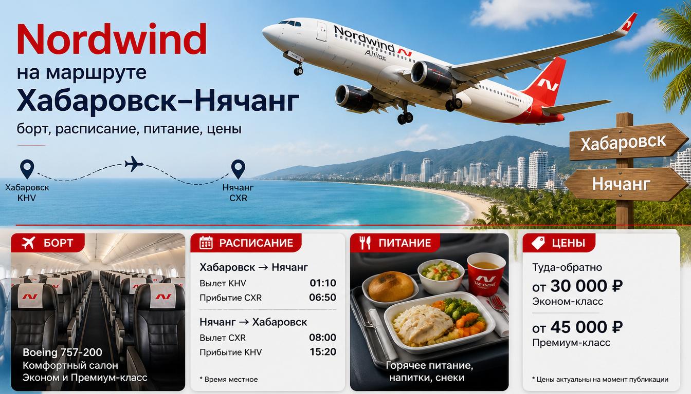 Nordwind на маршруте Хабаровск–Нячанг: борт, расписание, питание, цены