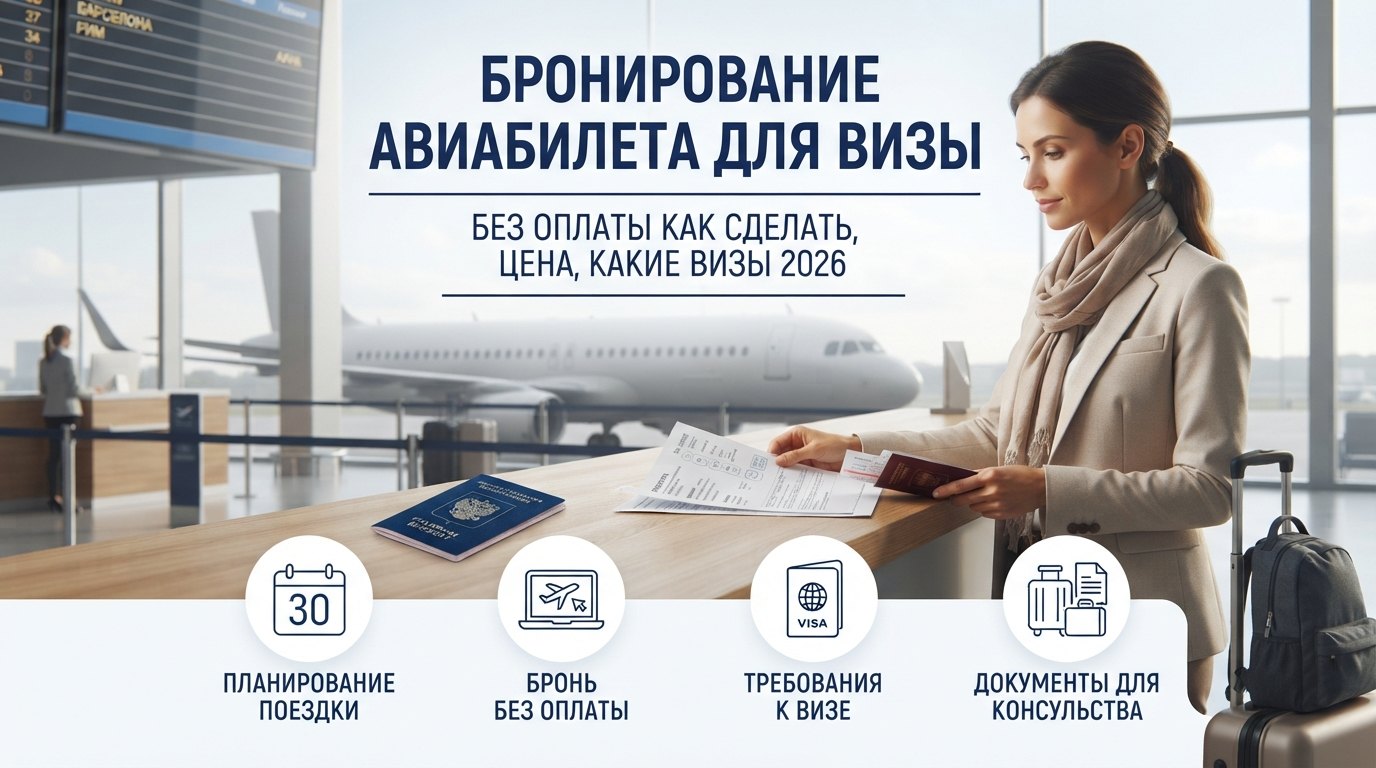 Бронирование авиабилета для визы без оплаты: как сделать, цена, какие визы 2026