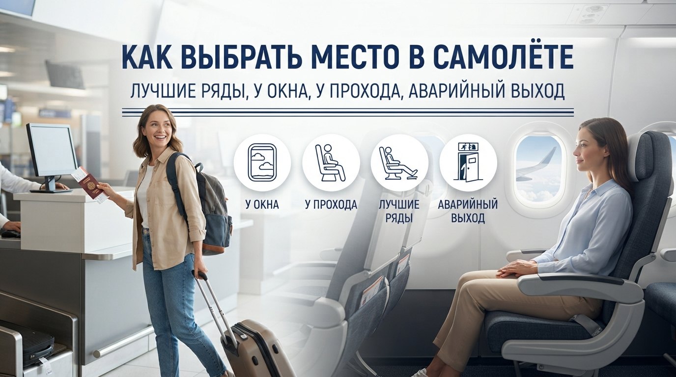 Как выбрать место в самолёте: лучшие ряды, у окна, у прохода, аварийный выход