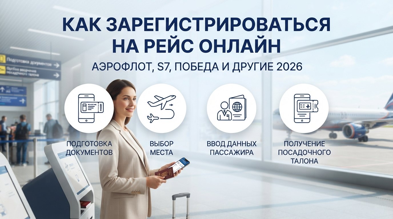 Как зарегистрироваться на рейс онлайн: Аэрофлот, S7, Победа и другие 2026