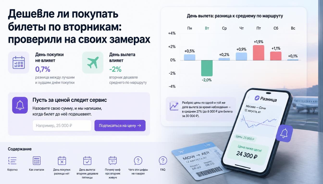 Дешевле ли покупать билеты по вторникам: проверили на своих замерах