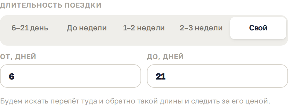 Свой диапазон длительности: от 6 до 21 дня
